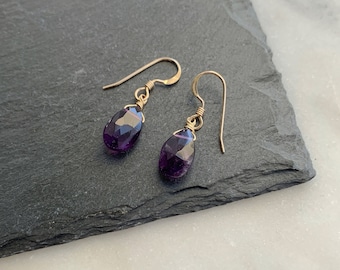 AMETHYST Drop Earrings, 14k Gold Filled, Sterling Silver, or Rose Gold Filled Earrings