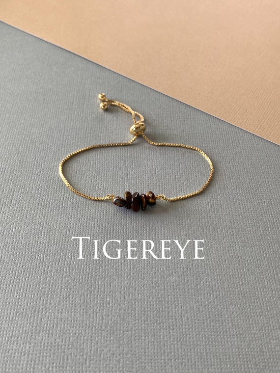 Tiger’s Eye Beaded Bracelet – Genuine Gemstone Adjustable Handmade Jewelry Gift