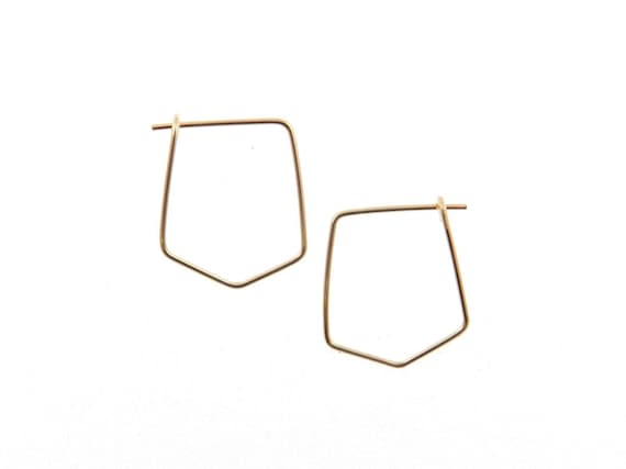 Five Point Hoop Earrings – Geometric Wire Hoops in 14k Gold Filled or Sterling Silver