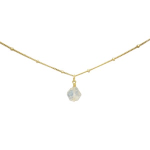RAW  MOONSTONE Crystal Choker Necklace, Raw Crystal Gemstone Pendant Necklace in 14k Gold Filled or Sterling Silver