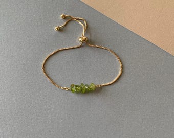 Peridootkralenarmband – augustus geboortesteensieraden – echte verstelbare edelsteenarmband cadeau