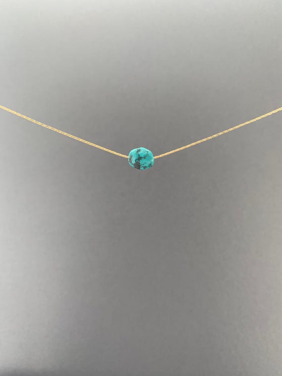 Natural Turquoise Necklace – December Birthstone Jewelry – Gemstone Pendant on Beading Chain
