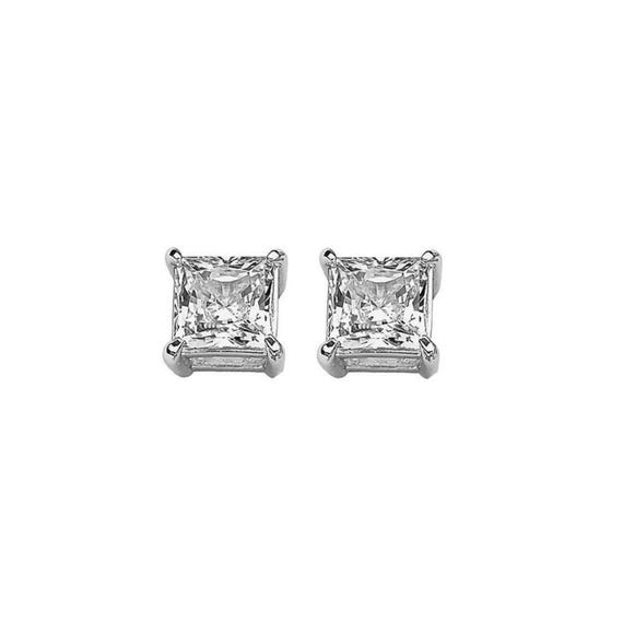Sterling Silver Square Stud Earrings – Solid Casting Design – 3mm to 6mm Options