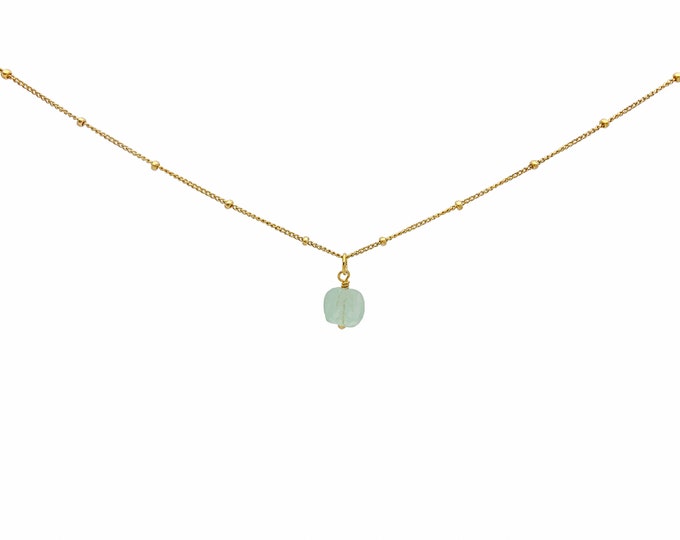 RAW GREEN FLUORITE Crystal Choker Necklace, Raw Crystal Gemstone Pendant Necklace in 14k Gold Filled or Sterling Silver