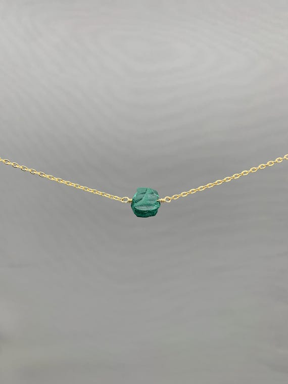 Raw Malachite Crystal Necklace – Genuine Green Gemstone Pendant – Gold or Silver Jewelry Gift