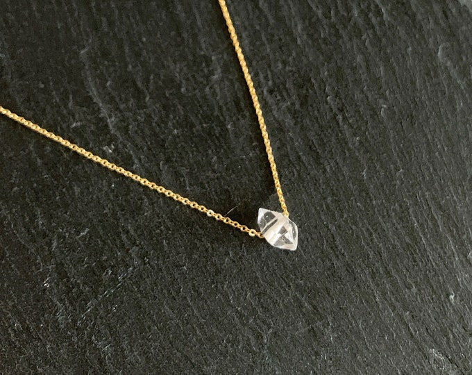 Herkimer Diamond Necklace, Tiny Dainty Delicate Necklace, Raw Crystal Necklace, Everyday Necklace, April Birthday Gift