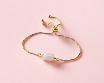 Rose Quartz Beaded Bracelet – Genuine Gemstone Adjustable October Birthstone Jewelry