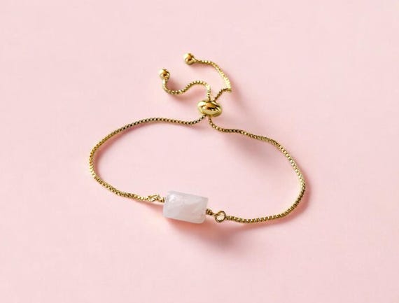 Rose Quartz Beaded Bracelet – Genuine Gemstone Adjustable October Birthstone Jewelry