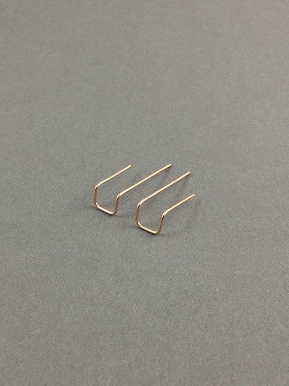 Double Piercing Staple Earrings – Long & Short Minimalist Gold Threader Stud Hoops
