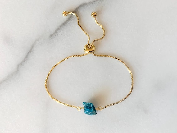Apatite Beaded Bracelet – Raw Gemstone Adjustable Handmade Crystal Jewelry Gift