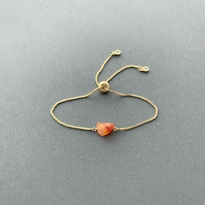 RAW CARNELIAN Bracelet, Adjustable Bracelet, Crystal, Gold, Silver, or Rose Gold Adjustable Bracelet