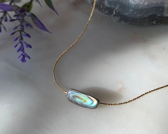 Abalone Shell Beaded Necklace – Colorful Seashell Pendant on Gold Filled or Sterling Silver Chain