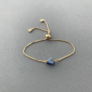 RAW LAPIS LAZULI Bracelet, Adjustable Bracelet, Crystal, Gold, Silver, or Rose Gold Adjustable Bracelet