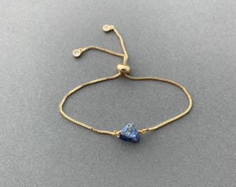 RAW LAPIS LAZULI Bracelet, Adjustable Bracelet, Crystal, Gold, Silver, or Rose Gold Adjustable Bracelet