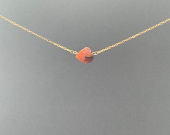 RAW CARNELIAN Necklace, Raw Crystal Necklace, Carnelian Necklace, Raw Carnelian Crystal Necklace