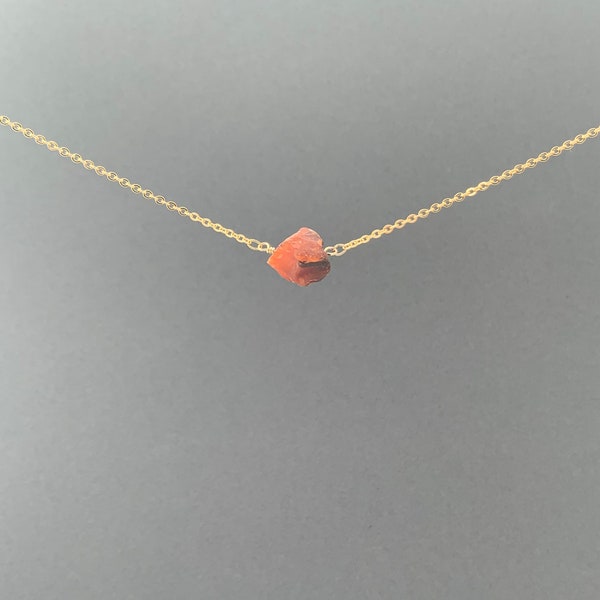 RAW CARNELIAN Necklace, Raw Crystal Necklace, Carnelian Necklace, Raw Carnelian Crystal Necklace