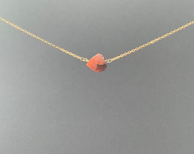 RAW CARNELIAN Necklace, Raw Crystal Necklace, Carnelian Necklace, Raw Carnelian Crystal Necklace