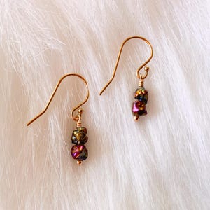 Titanium Quartz Cluster Crystals Stack Earrings – Dainty Gemstone Drops in 14k Gold Filled or Sterling Silver