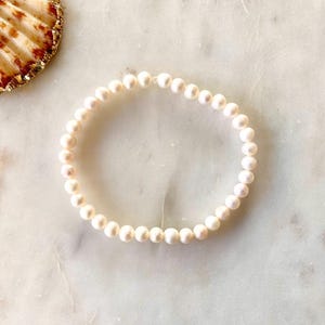 Freshwater Pearl Beaded Bracelet – Stretch Stacking June Birthstone Jewelry