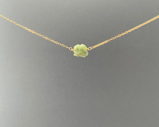 RAW PERIDOT Necklace, Raw Crystal Necklace, August Birthstone Necklace, Raw Peridot Crystal Necklace