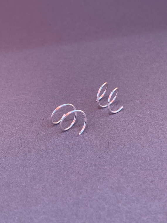 DOUBLE // Spiral Hoop Earrings – Double Piercing Gold Filled Hoops – Minimalist Jewelry