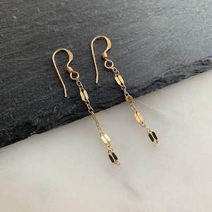 Gold Filled Long Lace Chain Earrings – Minimalist Long Drop Chain Dangle Jewelry