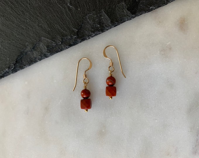 RED JASPER Bead Drop Earrings With Genuine Gemstone Beads