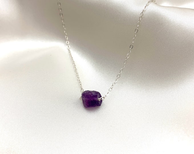 RAW AMETHYST Necklace in 14k Gold Filled, Rose Gold Filled, or Sterling Silver