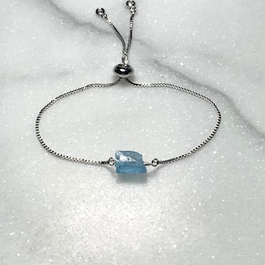 RAW AQUAMARINE Bracelet, Adjustable Bracelet, Crystal, Gold, Silver, or Rose Gold Adjustable Bracelet