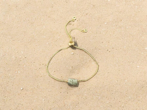 Prehnite Bracelet – Genuine Gemstone Beaded Adjustable Bracelet – Handmade Jewelry Gift