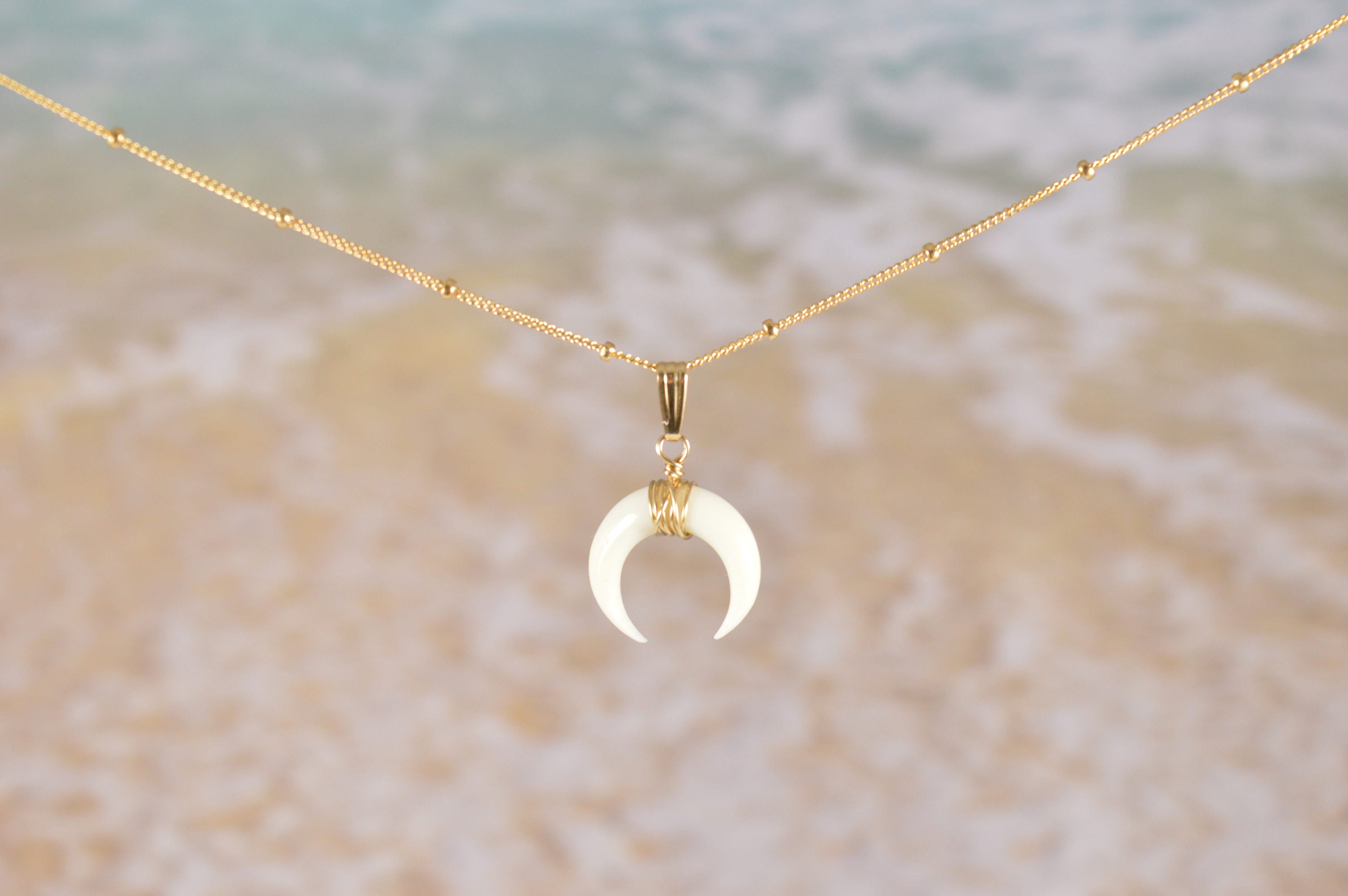 rose gold horn necklace