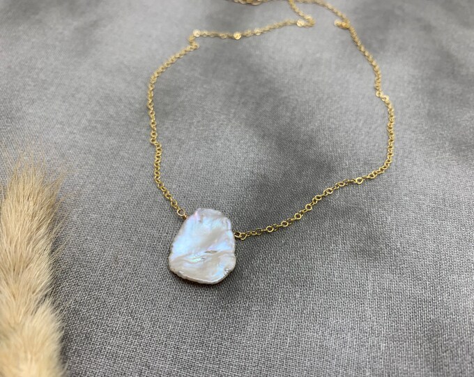 Natural Keshi Pearl Necklace, June Birthstone, Freshwater Pearl Necklace, Sterling Silver, 14k or Rose Gold Filled, Pearl Necklace