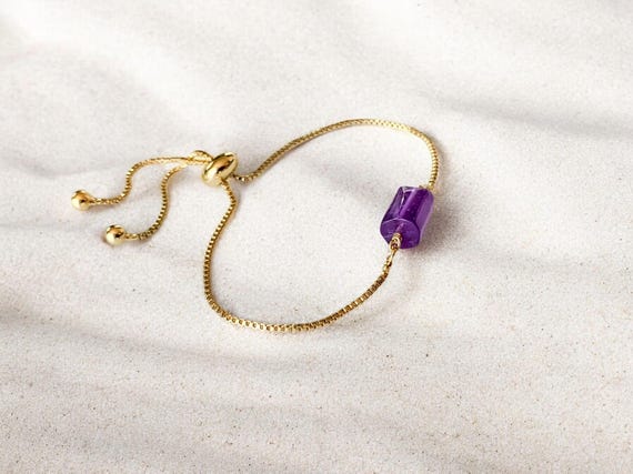 Amethyst Bracelet – Beaded Gemstone Jewelry – February Birthstone Gift