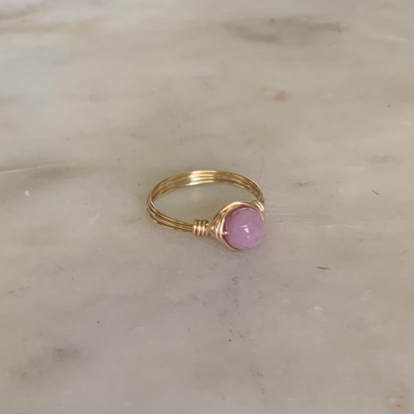 Purple Kunzite Gemstone Ring, Kunzite Ring, Sterling Silver Ring, Gold or Rose Gold, Birthstone Ring, Raw Crystal Ring