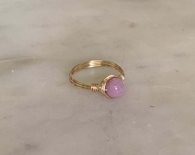 Purple Kunzite Gemstone Ring, Kunzite Ring, Sterling Silver Ring, Gold or Rose Gold, Birthstone Ring, Raw Crystal Ring