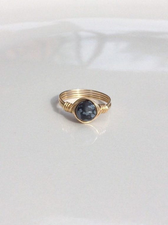 Snowflake Jasper Ring – Wire Wrapped Gemstone Ring in 14k Gold Filled or Sterling Silver – Custom Handmade Jewelry