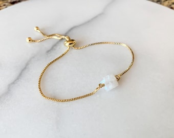 Rainbow Moonstone Bracelet – Genuine Beaded Adjustable Handmade June Crystal Gift