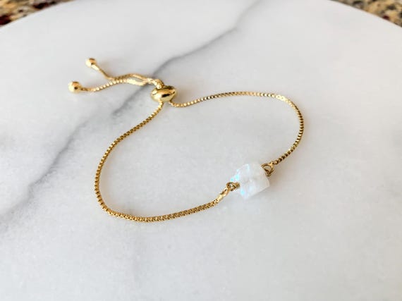 Rainbow Moonstone Bracelet – Genuine Beaded Adjustable Handmade June Crystal Gift