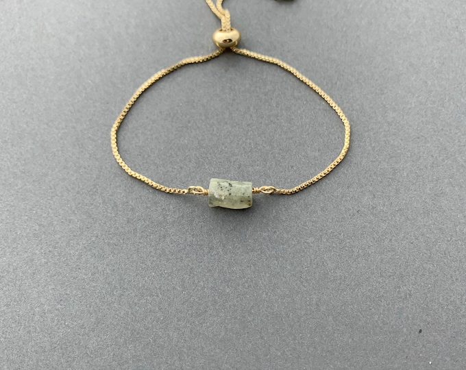 PREHNITE Bracelet, Adjustable Bracelet, Crystal, Gold, Silver, or Rose Gold Adjustable Bracelet