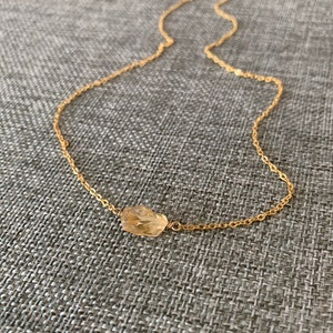 14K Gold Filled RAW CITRINE Necklace, Raw Crystal Necklace, November Birthstone Necklace, Raw Stone Necklace