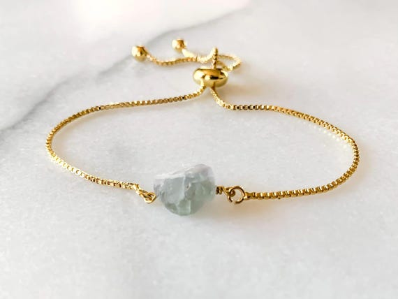 Raw Fluorite Bracelet – Multicolor Beaded Gemstone Adjustable Bracelet