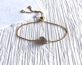 RAW SMOKEY QUARTZ Bracelet, Adjustable Bracelet, Crystal, Gold, Silver, or Rose Gold Adjustable Bracelet