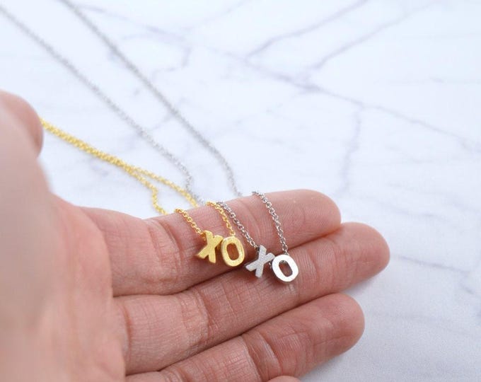 Featured listing image: XO Valentine's Day Necklace, Dainty Layering Necklace, Hugs and Kisses, Valentine's Necklace, Love Gift, Gift for Her, Gift for Wife
