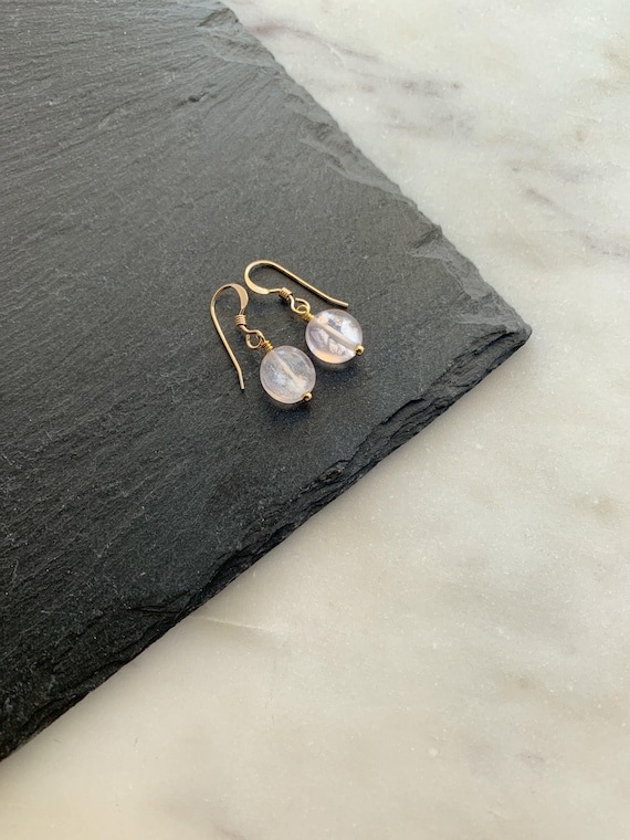 Rose Quartz Earrings – Gemstone Dangles in 14k Gold Filled or Sterling Silver – Handmade Jewelry Gift for Her