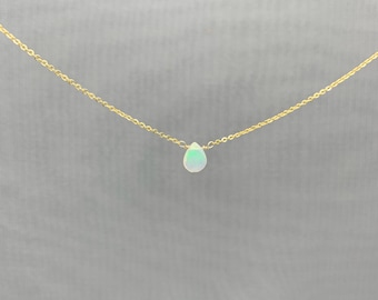 Ethiopian Opal Tiny Pear Necklace, Gold Necklaces For Women, Dainty Layered Necklace, Boho Necklaces For Women,14k Gold Filled Opal Necklace