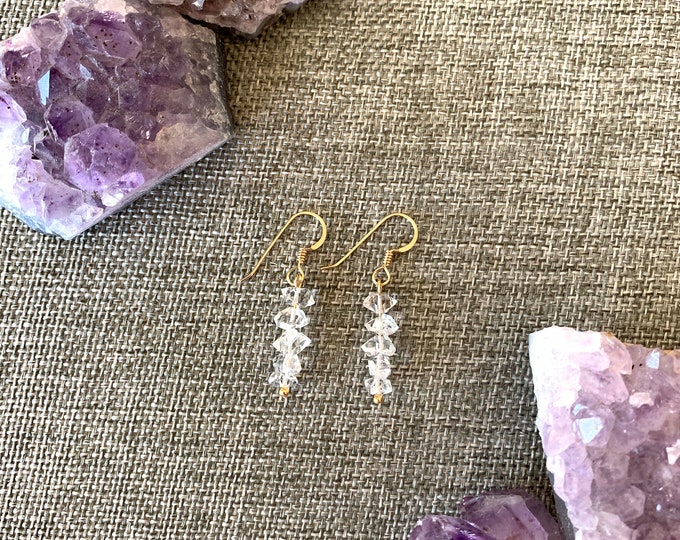 Herkimer Diamond Earrings, Herkimer Diamond Drop Earrings, Gold Filled Herkimer Diamond Earrings, Sterling Silver Herkimer Diamond Earrings