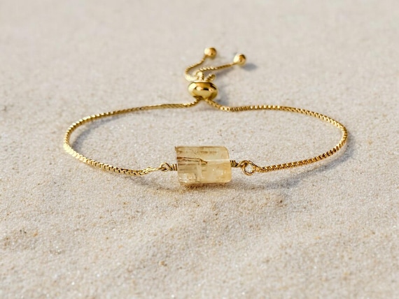Citrine Crystal Bead Bracelet – November Birthstone Jewelry – Genuine Adjustable Gemstone Bracelet Gift