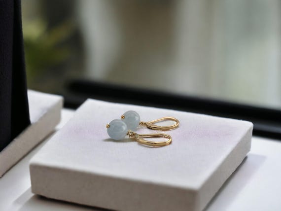 Aquamarine Drop Earrings – March Birthstone Natural Blue Gemstone Jewelry Gift