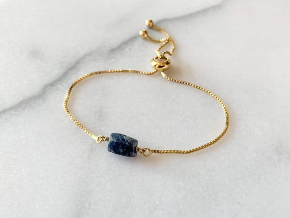 Raw Sapphire Bracelet – Genuine Beaded Gemstone Jewelry – September Birthstone Gift