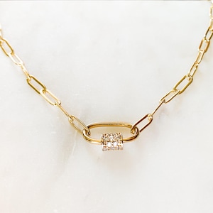 Gouden ketting met karabijnsluiting – paperclipketting met hanger met schroefsluiting